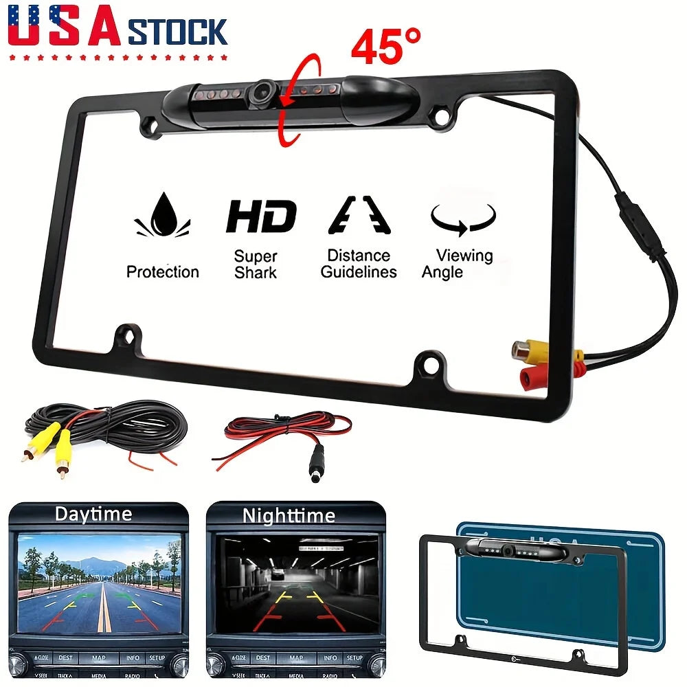 Bileeko US License Plate Frame With Rear View Backup Camera