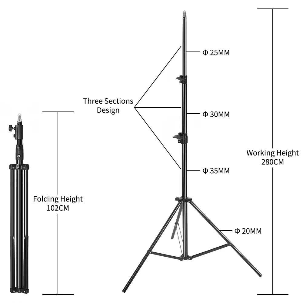 SH Stainless Steel Tripod Light Stand for Ring Light Softbox