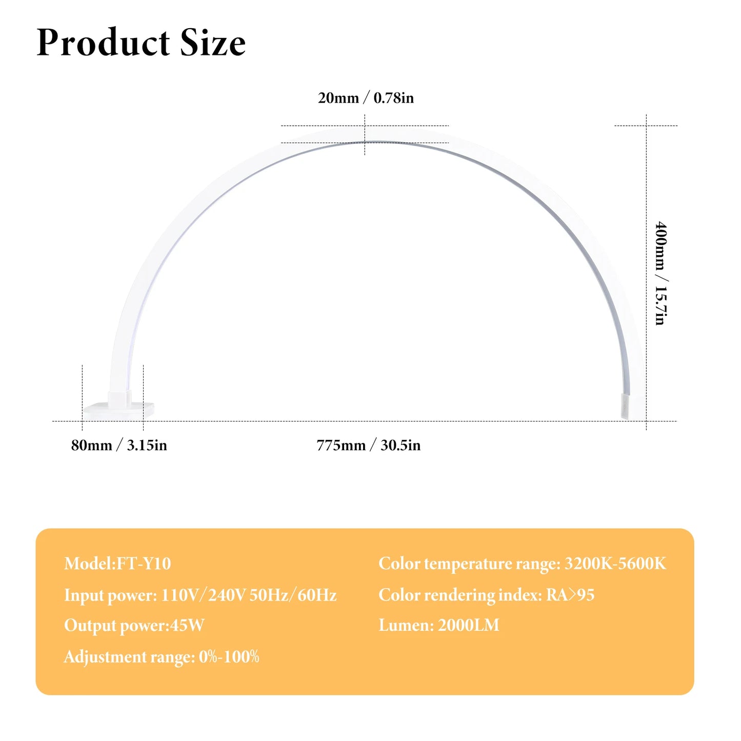 Fosoto Y10 40W LED Half Moon Desk Lamp For Nails And Eyelash Extensions