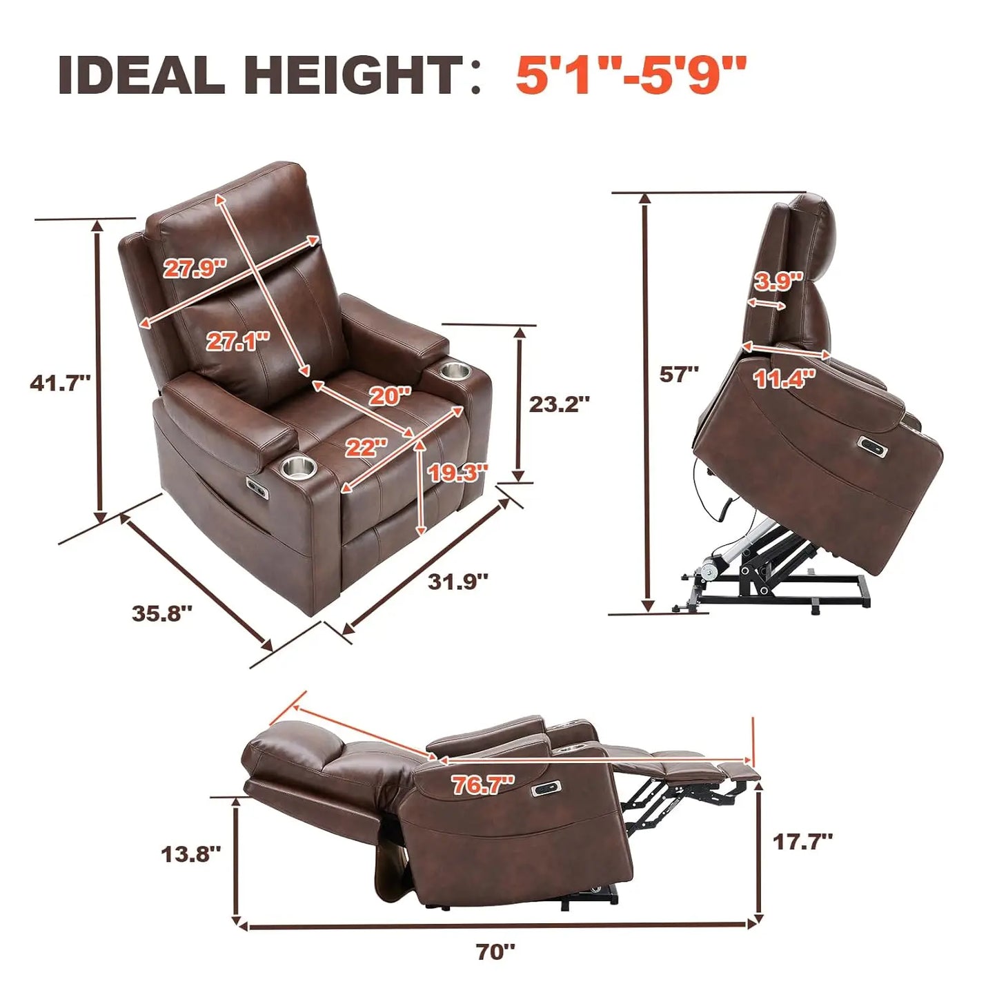 Triple Motor Lift Recliner Chair With Adjustable Lumbar Support