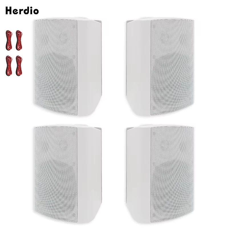 Herdio 5.25'' 600 Watts Passive Speakers Full Range Stereo Wired Waterproof Wall Mount Speakers with Loud Volume  For Patio