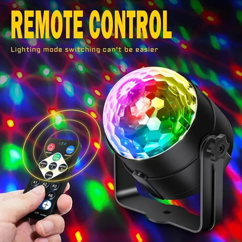 LED Stage Disco Light Rotating DJ Ball Strobe Remote Sound Control Magic Dance Car RGB Christmas Gift Party Club Laser Show Lamp