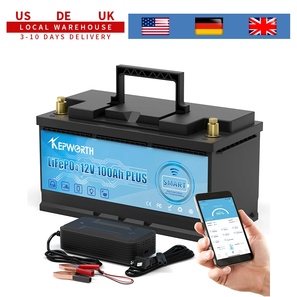 KEPWORTH 12V 100Ah LiFePO4 Battery With Upgraded BMS