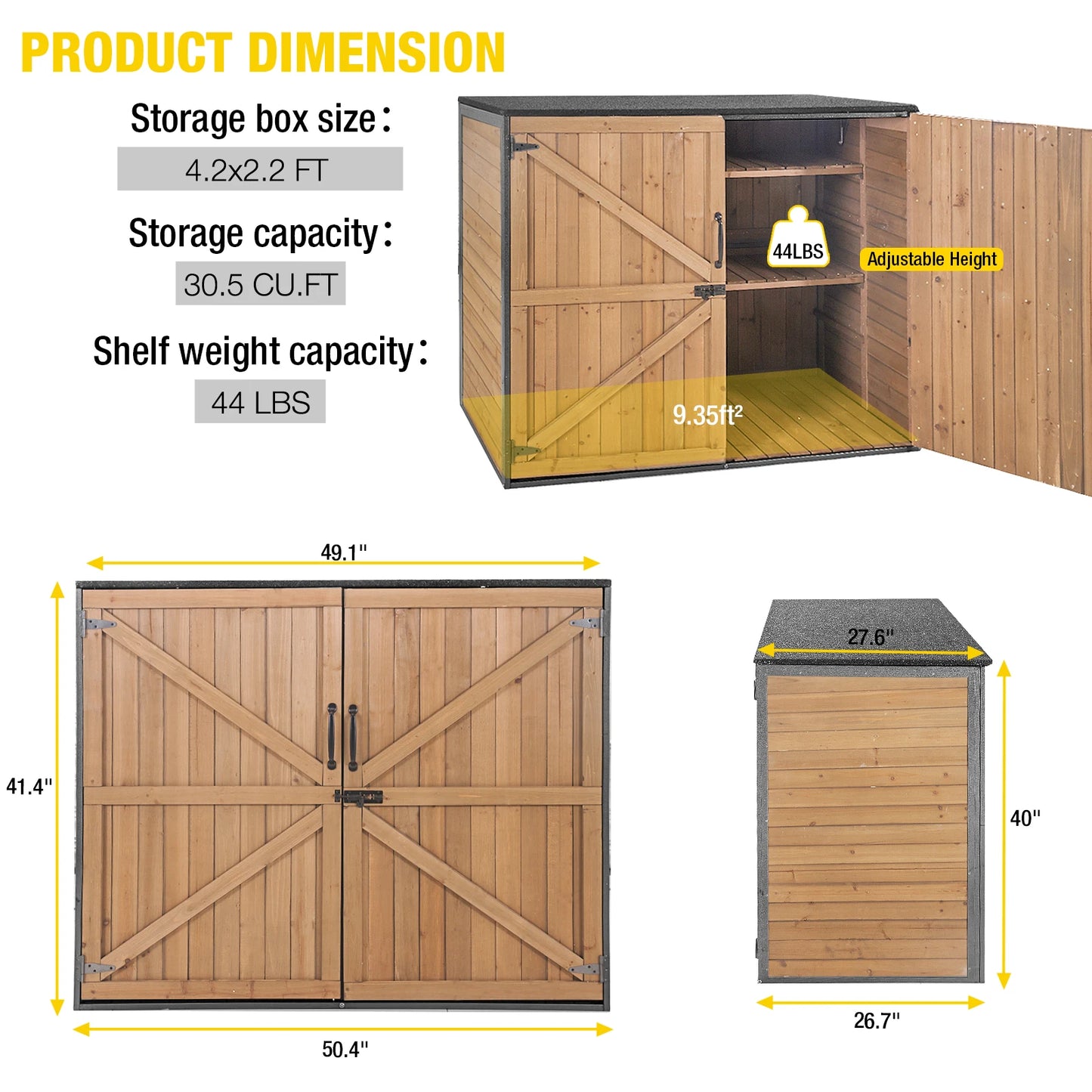 Outdoor Metal-Frame Storage Shed For Trash Cans And Tools Weatherproof