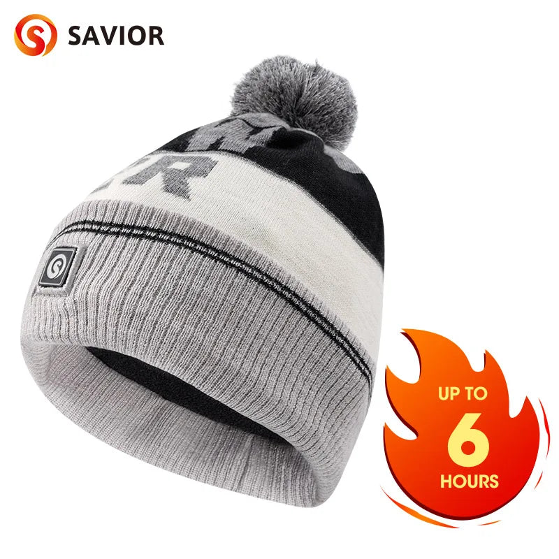 Savior Heat Heated Beanie Hat Battery Powered Rechargeable Winter Cap