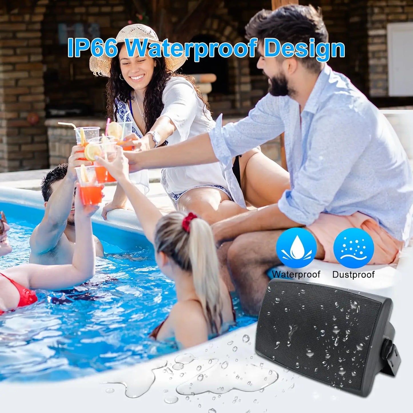 Herdio 2 Pack Outdoor Wall Mount Passive Waterproof 400W Speakers