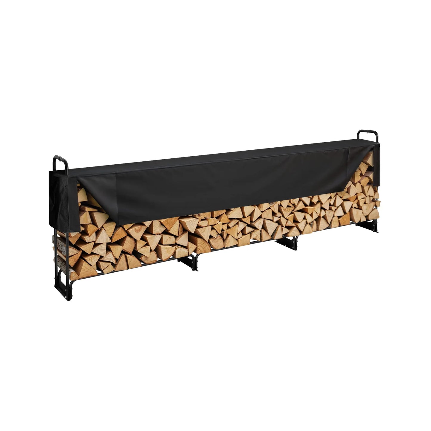 SucceBuy Outdoor Firewood Rack With 600D Oxford Waterproof Cover