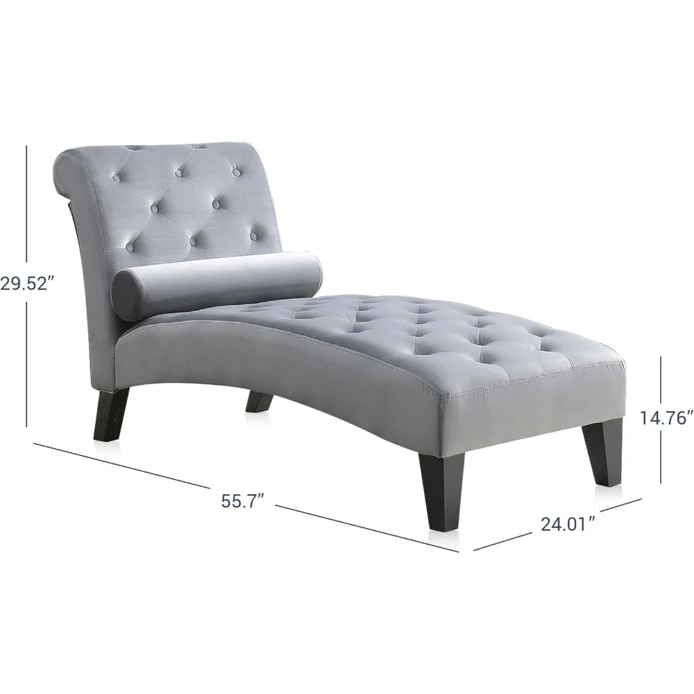Upholstered Chaise Lounge Chair Indoor Modern Sofa Button Tufted Back
