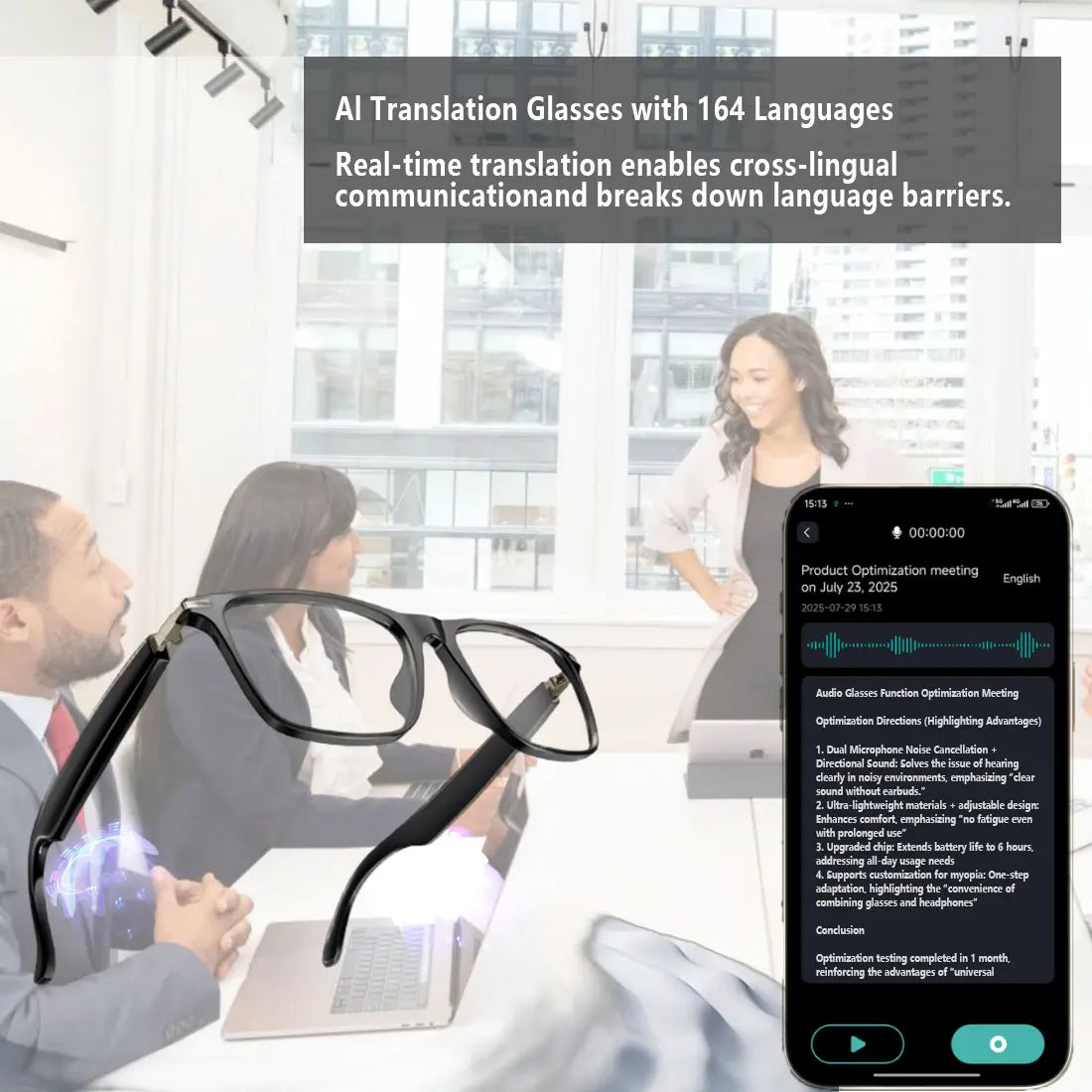 Giinova Smart AI Translation Glasses Real Time Translation 164 Languages