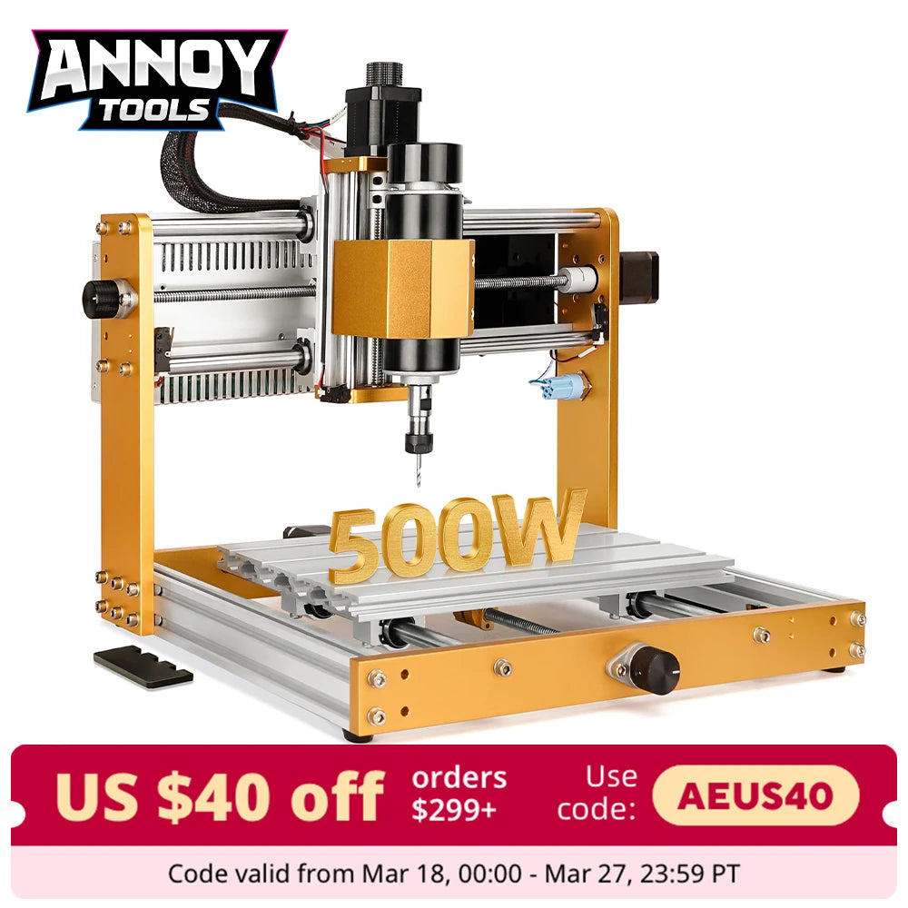 LUNYEE CNC 3018 Pro 500W All-Metal 3-Axis CNC Router