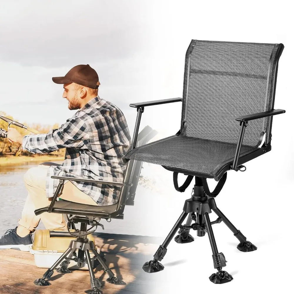 360 Degree Silent Swivel Hunting Chair Portable Folding Adjustable Height