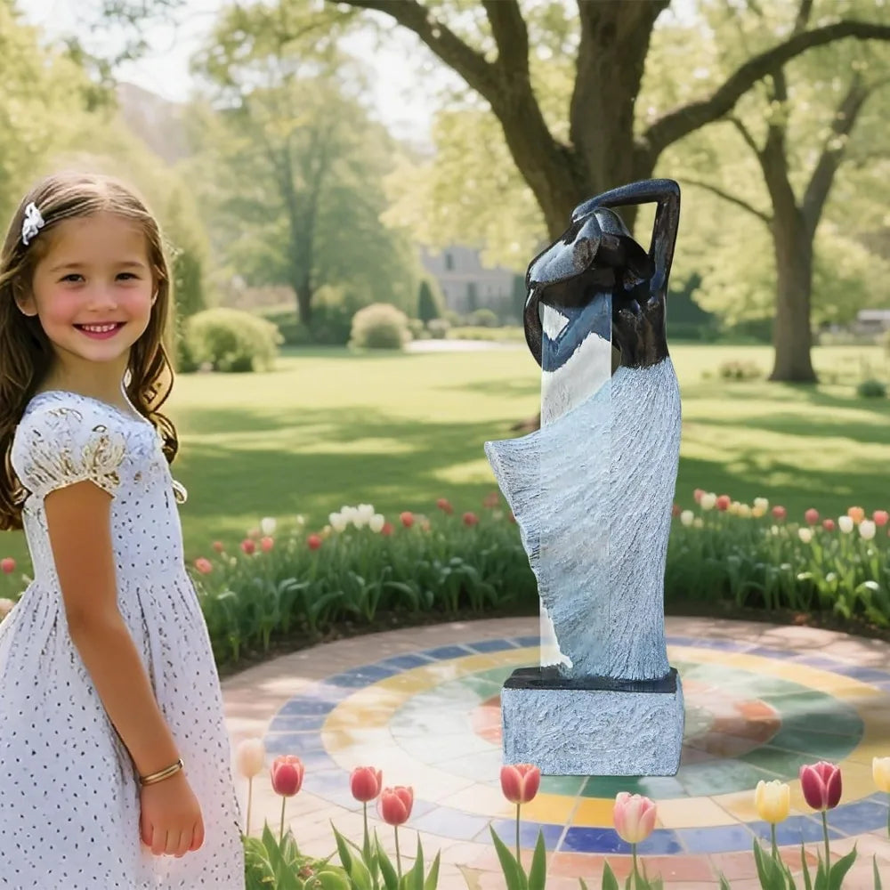 SAC Modern Waterfalling Fountain for Outdoor Indoor Zen Garden