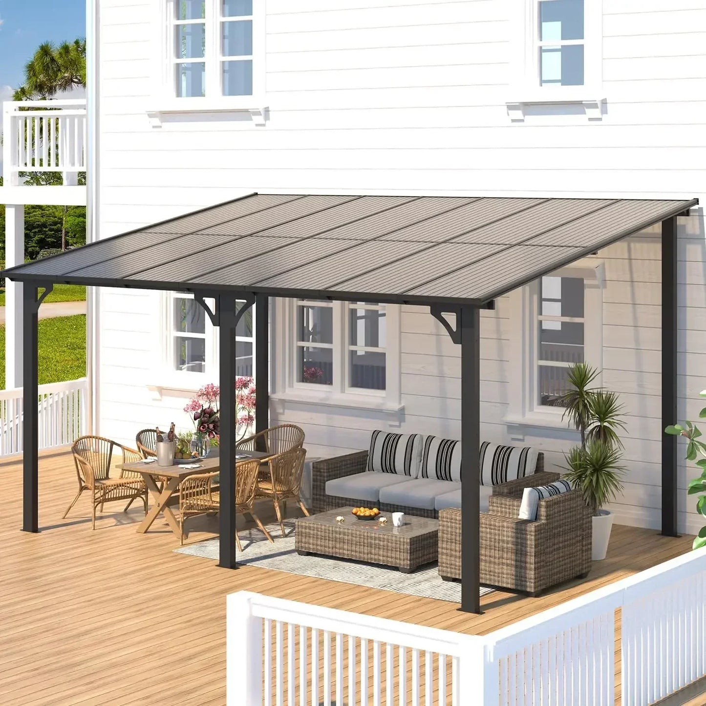 Hard Top Gazebo for Patio Pergola With Roof Outdoor Use