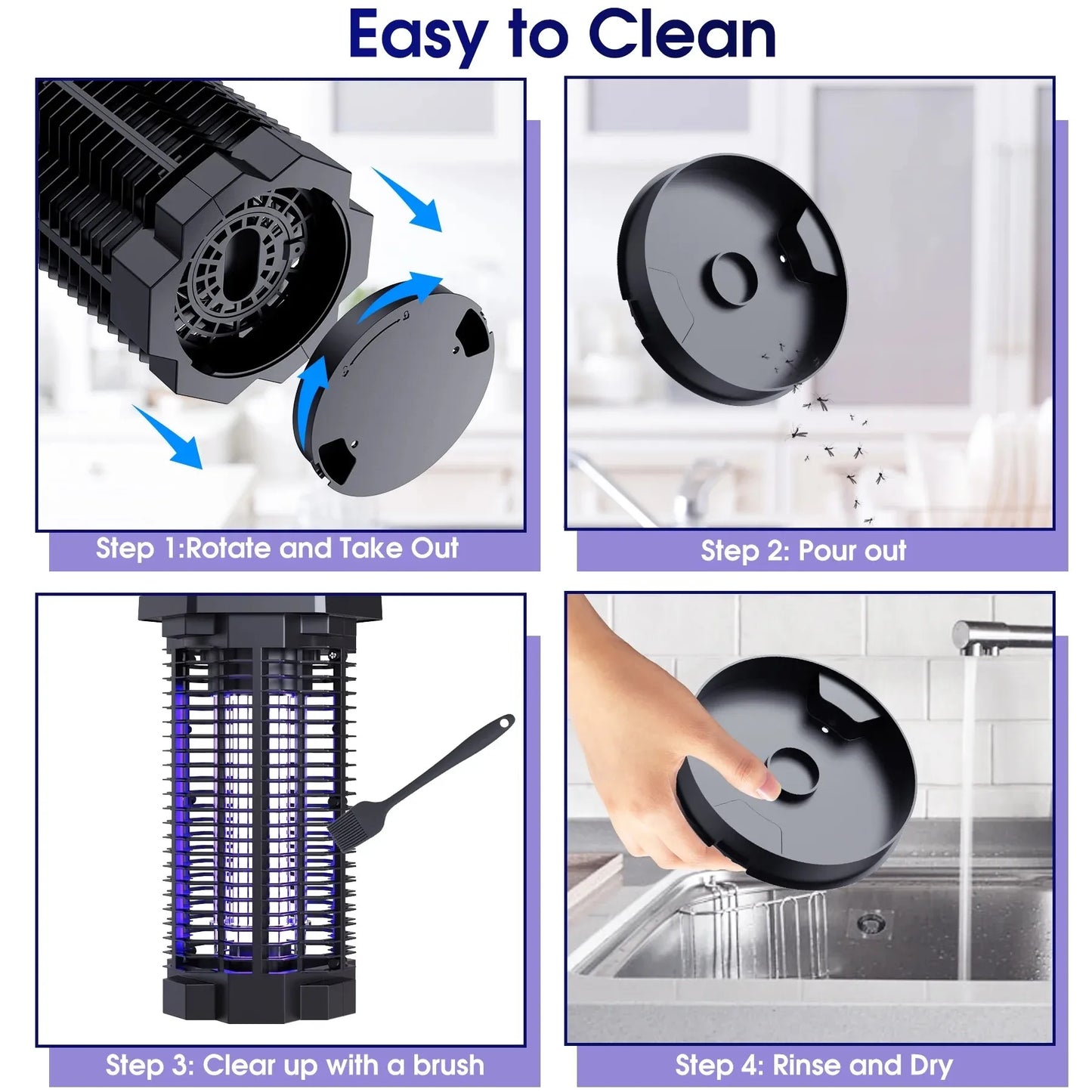 7.1" 4000V Waterproof Electric Mosquito Zappers Bug Killer,Insect Fly Trap for Home Backyard Patio 2500 sq.ft Low Light intensit