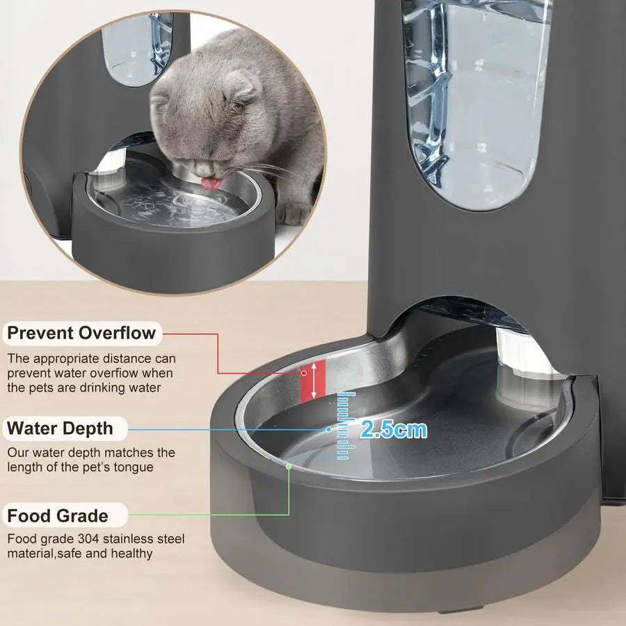 2 Pack Automatic Cat Feeder And Stainless Steel Water Dispenser