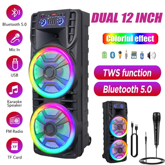 CURUK 8000W Peak Bluetooth Party Speaker Dual Subwoofer