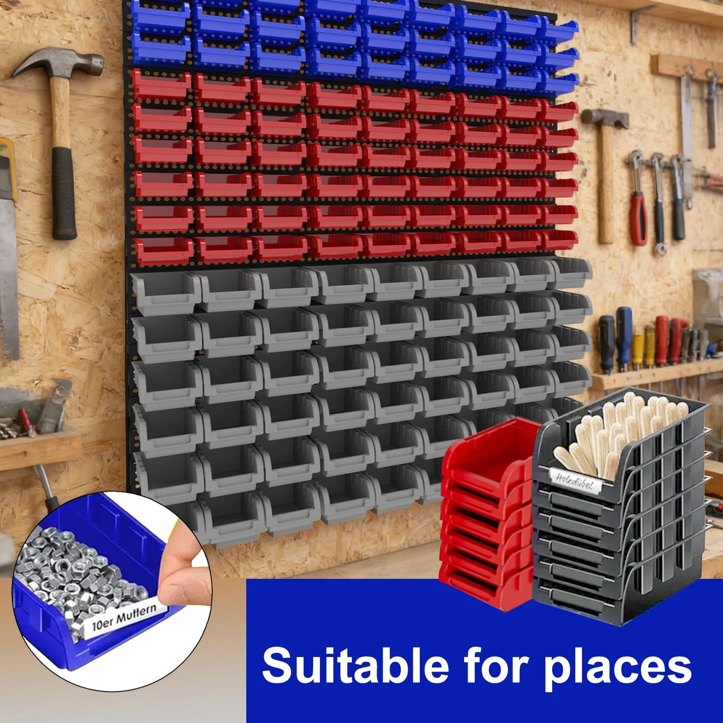 NONECN Wall Mounted Tool Organizer System for Screws and Nuts