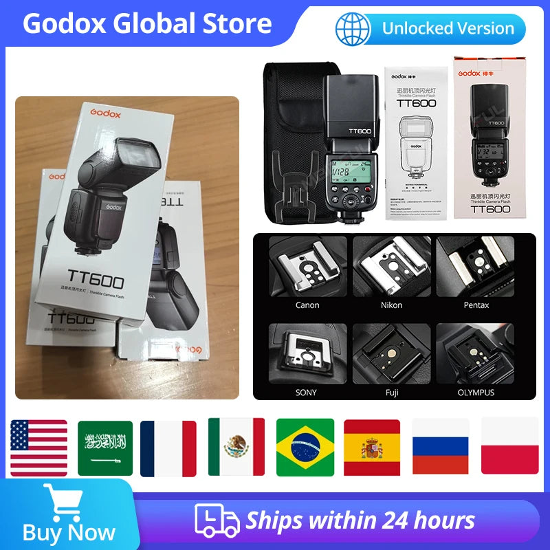 Godox TT600 GN60 Wireless X System Camera Flash For Canon Nikon Sony Pentax