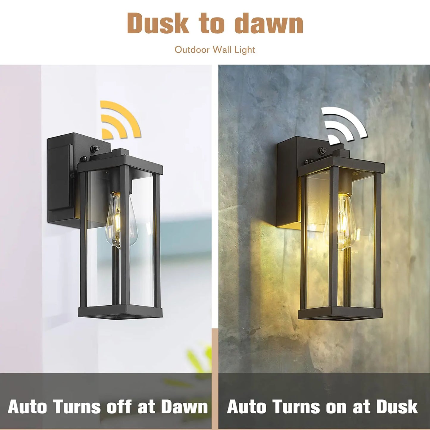 Dusk To Dawn Porch Light With GFCI Outlet Wall Mount