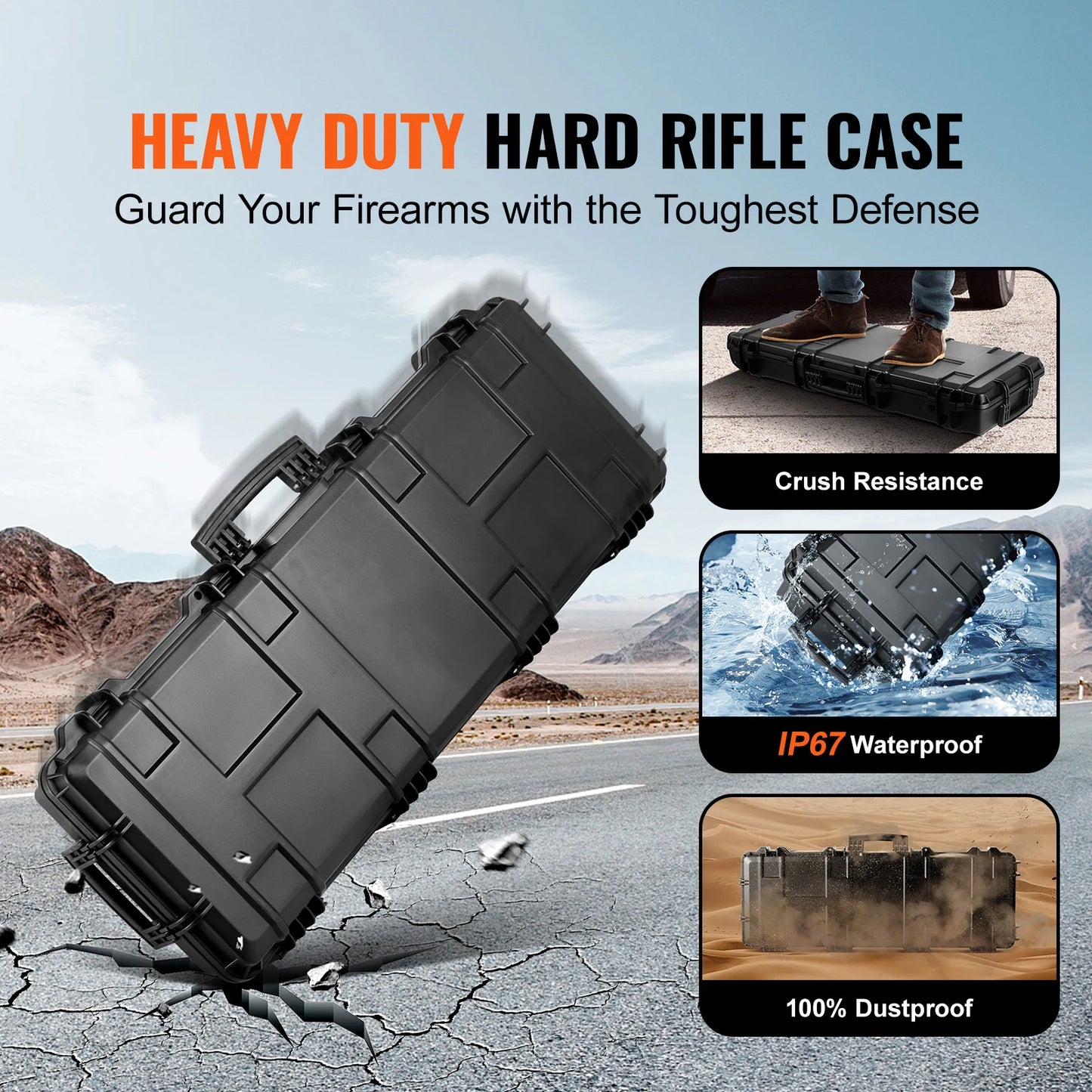 SucceBuy Rifle Long Gun Case Portable Waterproof Shockproof