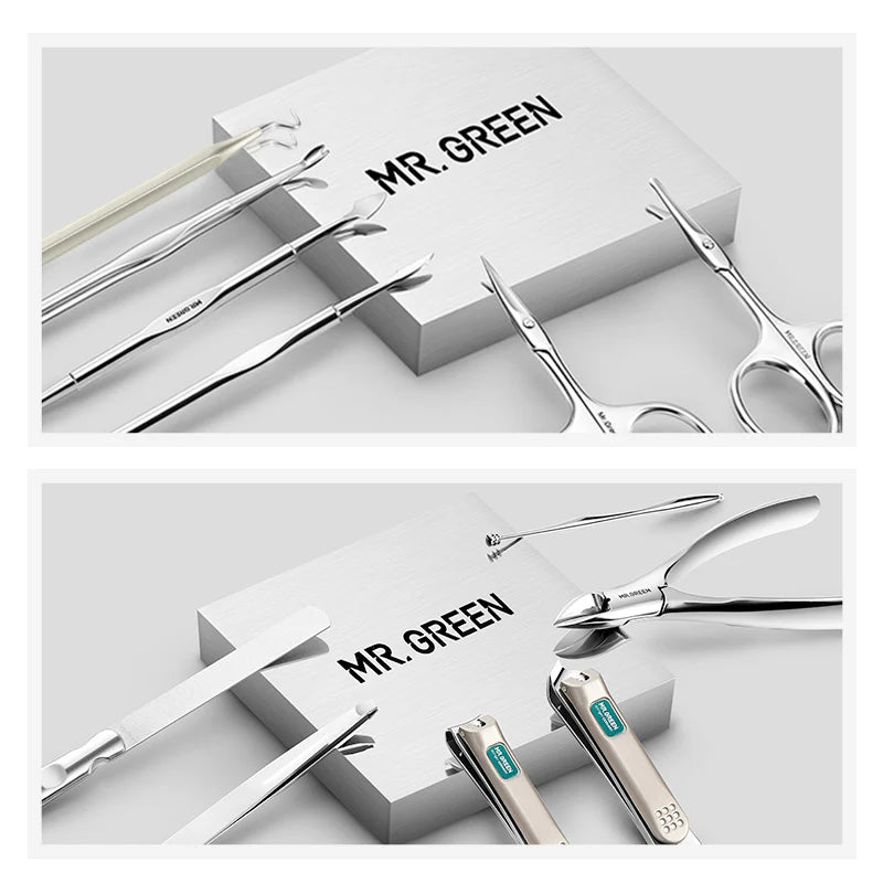 MR.GREEN 12 In 1 Manicure Set Stainless Steel Pedicure Kit Portable Case