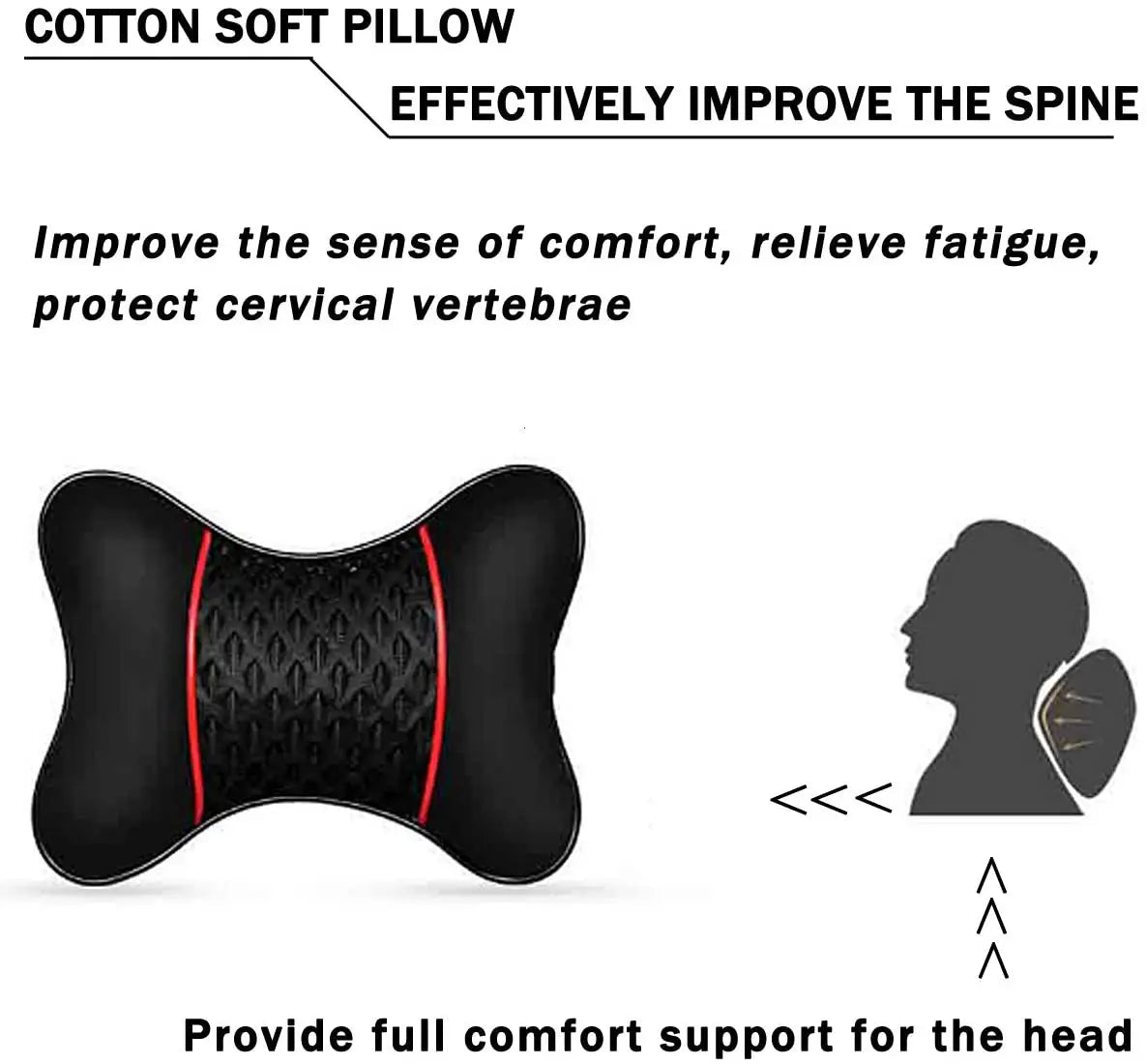 NONEF PU Leather Car Headrest Cushions 2 Pack Ergonomic Neck Support