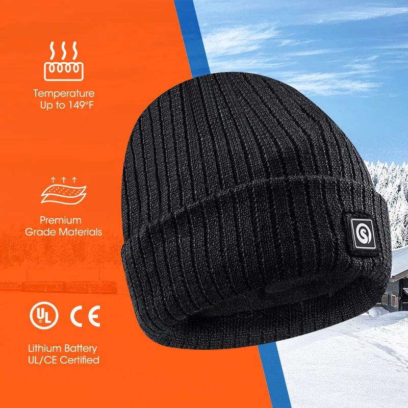 Savior Heat Heated Beanie Hat Battery Powered Rechargeable Winter Cap
