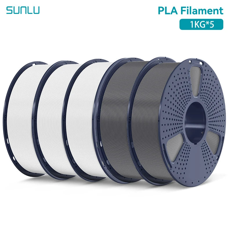 SUNLU 5KG PLA/ PLA Plus Filaments 5 Rolls 3D Filament 1KG/roll 1.75mm 100% Filament Lines Up Neatly For 3D Printing From EU US