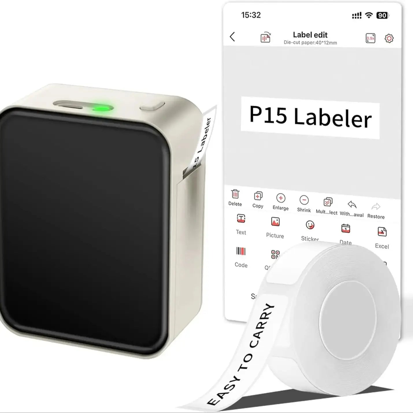 Marklife P15 Mini Portable Bluetooth Thermal Printer For Labels