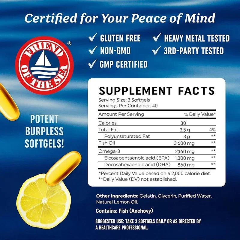 Pslalae Omega 3 Fish Oil EPA DHA Supports Brain Health