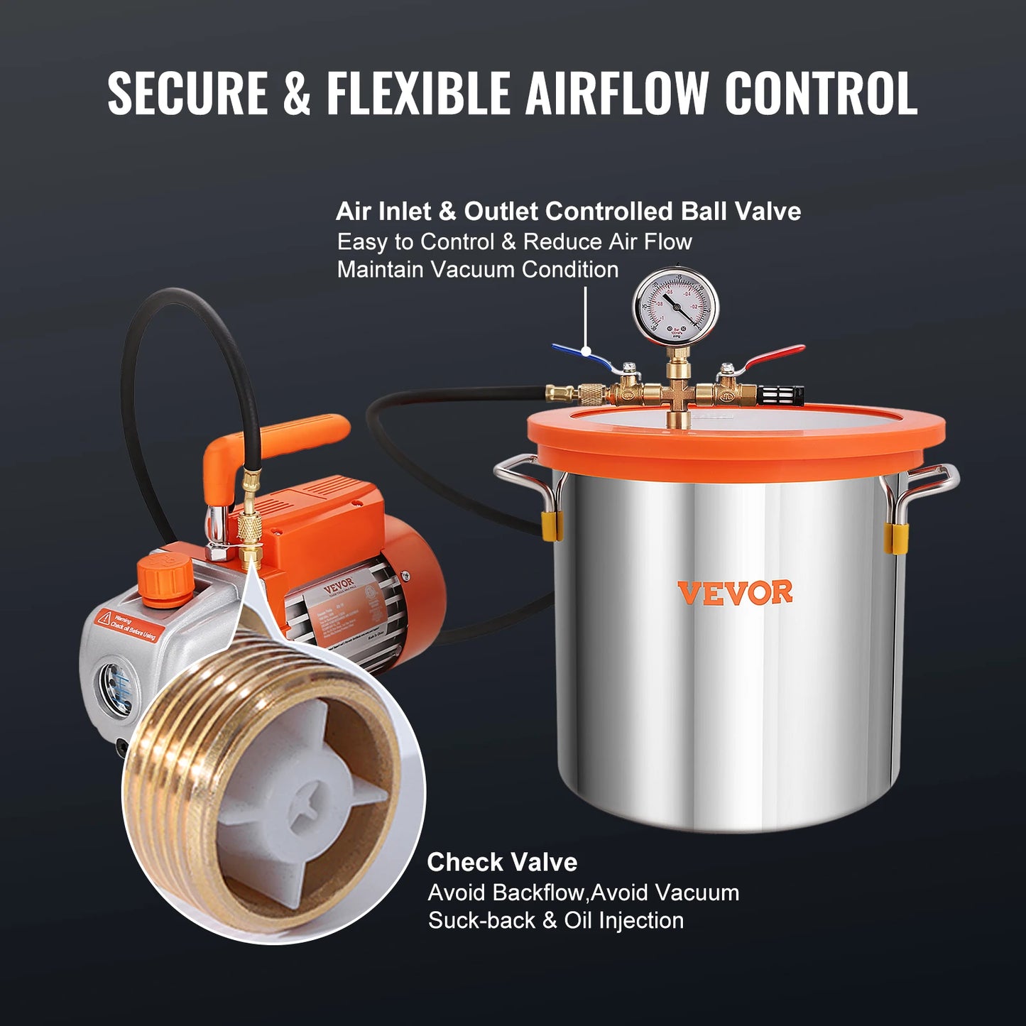 VEVOR Vacuum Chamber Pump Kit for Degassing and Stabilizing Epoxies