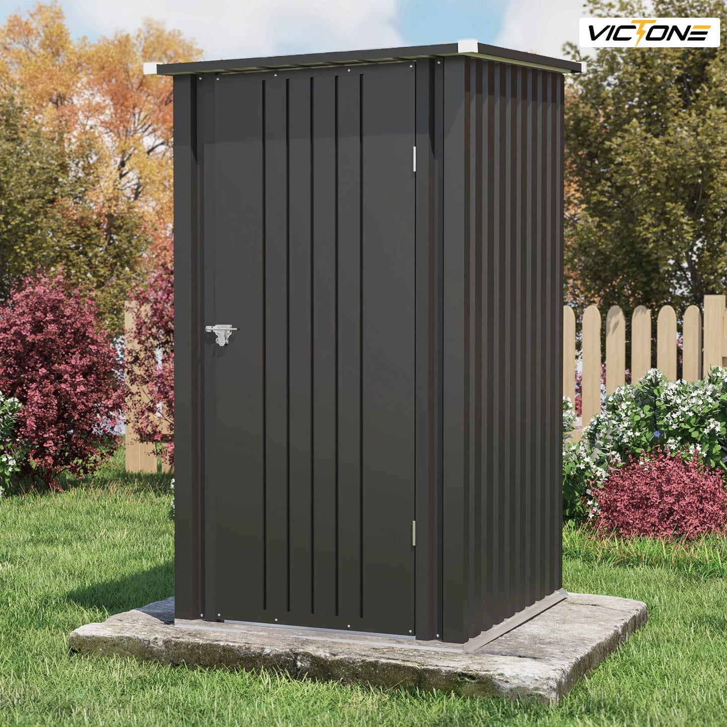 Victone Outdoor Storage Shed With Sloped Roof And Lockable Door For Garden Tools