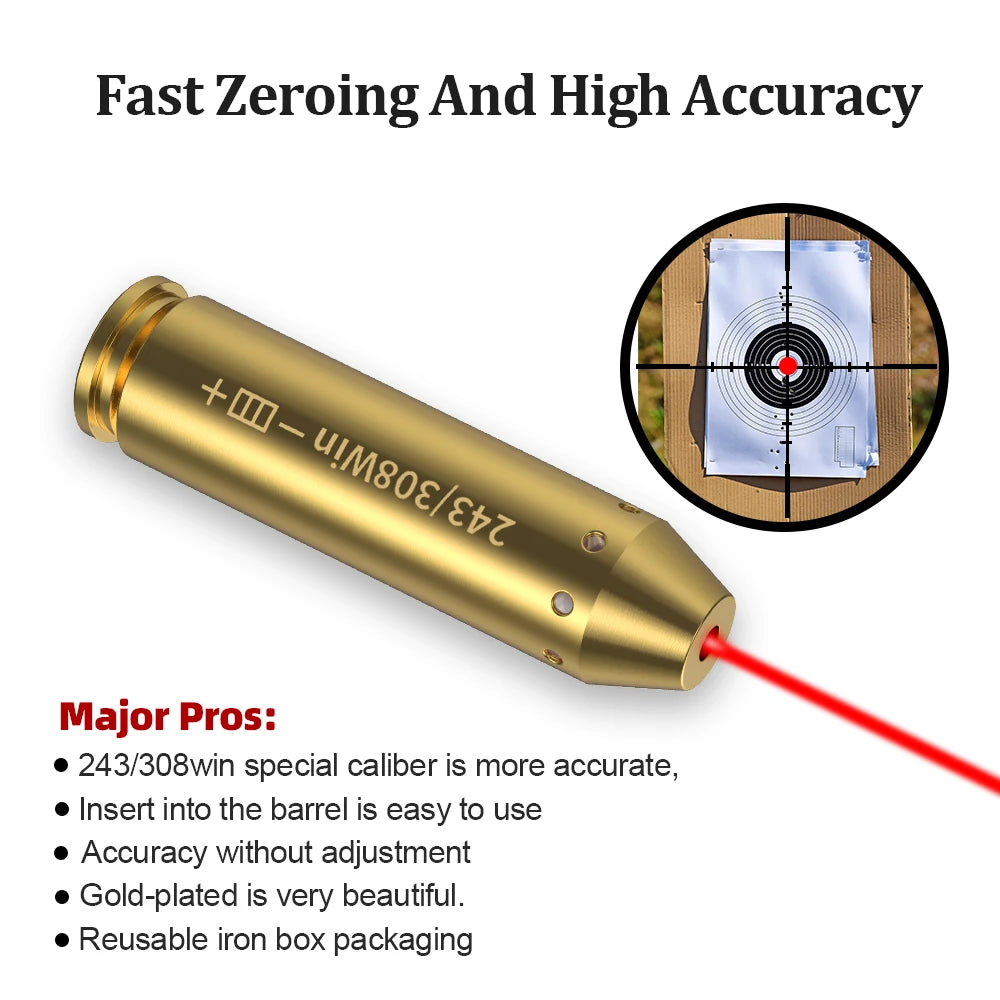 243 308Win Red Dot Laser Bore Sighter For Pistol Rifle
