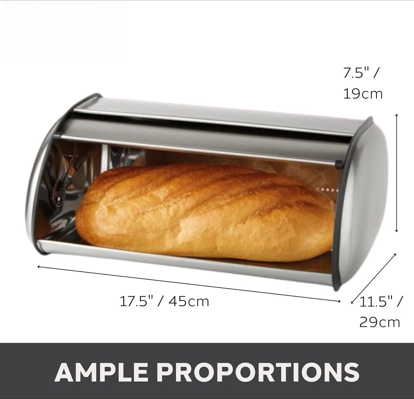 Stainless Steel Roll-Top Bread Box – Sleek Countertop Storage with Secure Lid | Spacious Interior Holds Multiple Loaves, Bagels