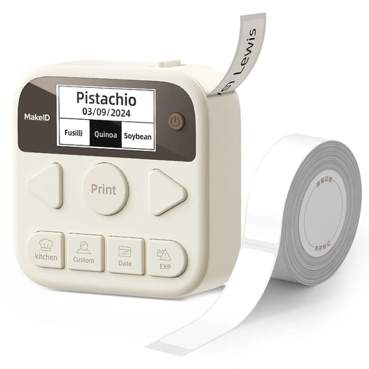 Makeid Label Maker Machine with Tape, S1 Pro Bluetooth LCD Display Labeler, One-Click Quick Print Inkless Magnetic Label Printer