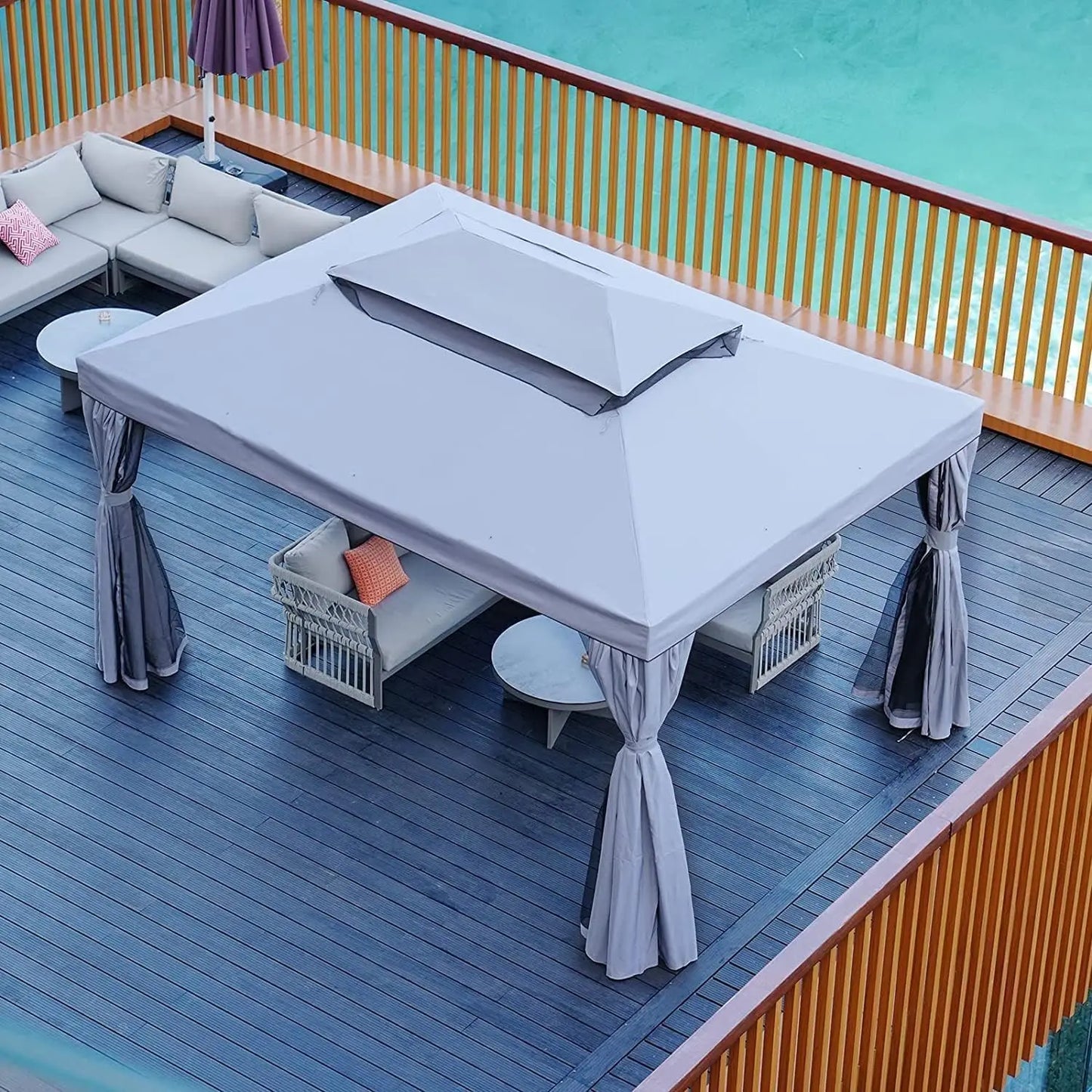 Grand Patio Gazebo With Mosquito Netting And Curtains