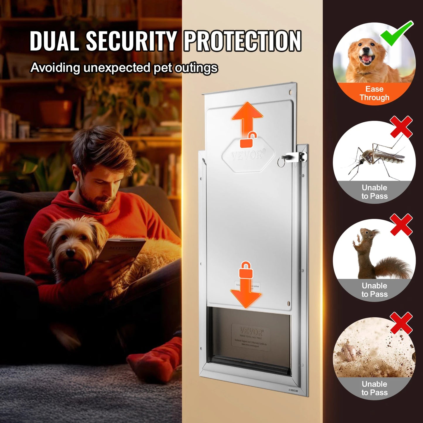 NONEDog Door Aluminum Frame Pet Door With Lock And Flap
