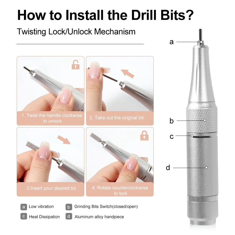 Rechargeable Portable Electric Nail Drill Kit For Polishing And Removing