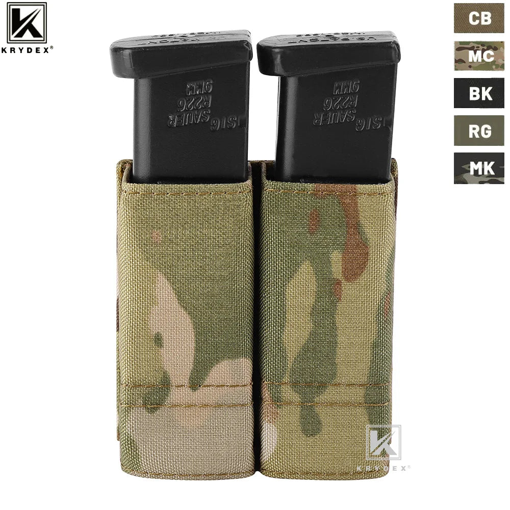 KRYDEX Tactical 9mm Double Magazine Pouch Pistol Mag Holder MOLLE