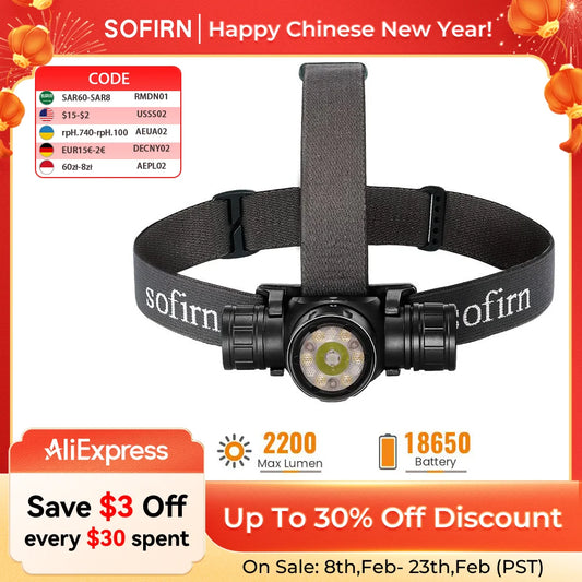 Sofirn HS21 SFT40 2000lm Headlamp USB C 6000K Infrared Sensor