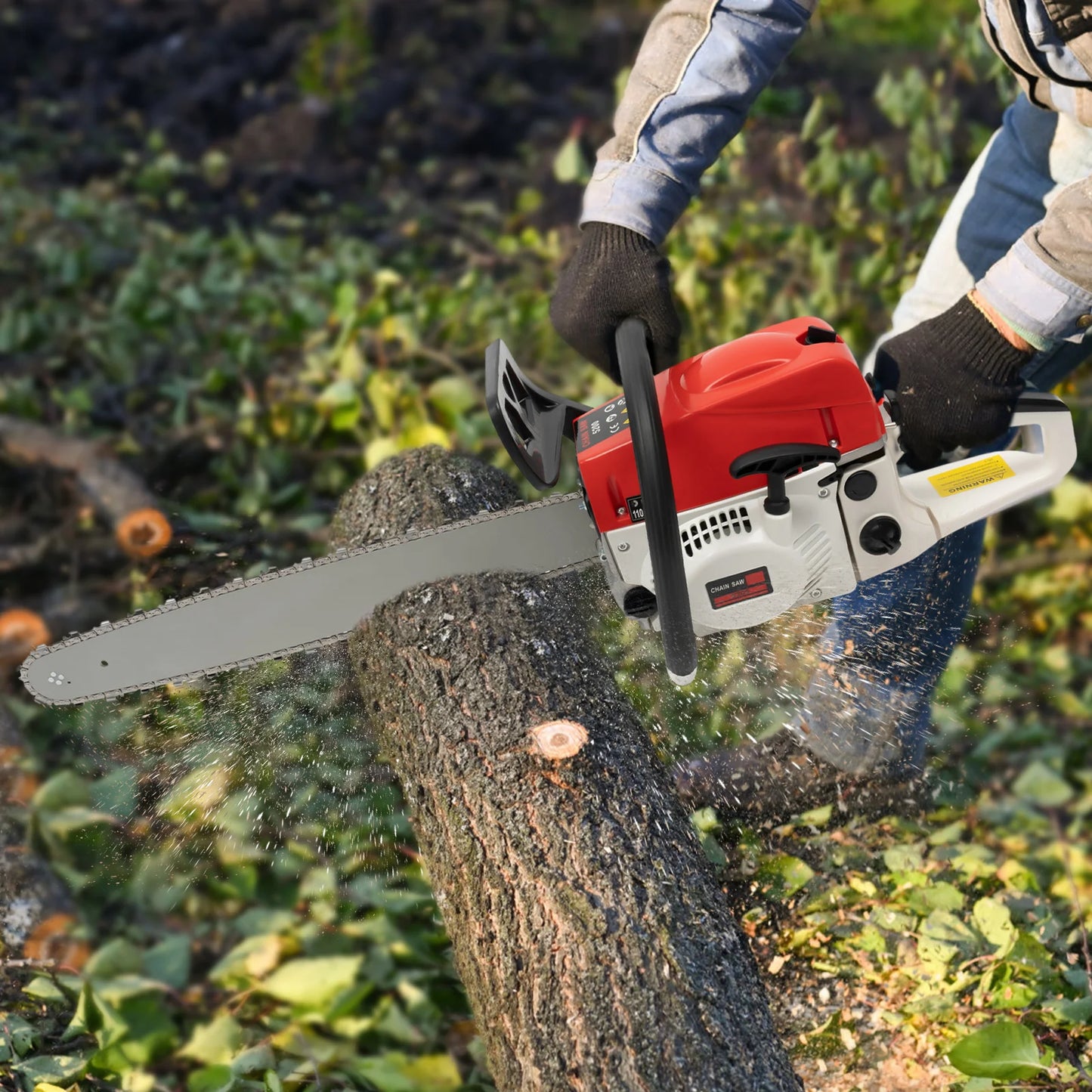 Gas Chainsaw 2 Stroke Engine Handheld Wood Cutting Tool