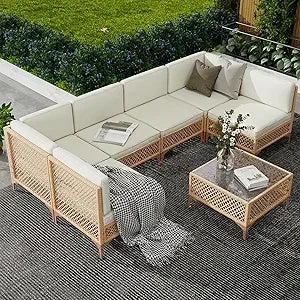 Boho Outdoor Wicker Patio Sectional Sofa Set for Cozy Outdoor Living