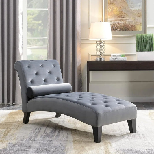 Upholstered Chaise Lounge Chair Indoor Modern Sofa Button Tufted Back