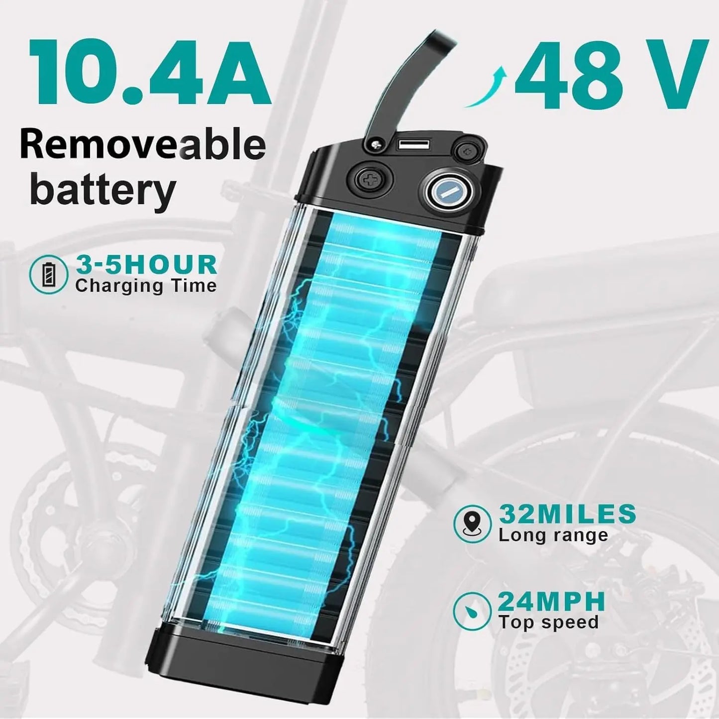 Electric Folding Bike For Adults 560W 48V Battery 24 MPH