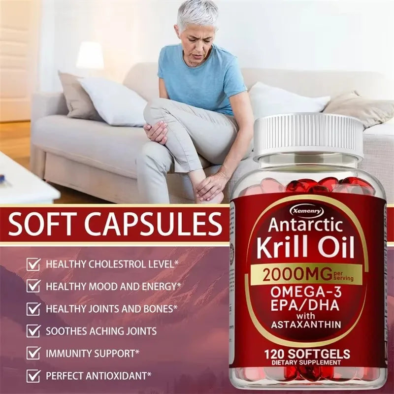 Xemenry Antarctic Krill Oil Capsules With EPA DHA Omega 3