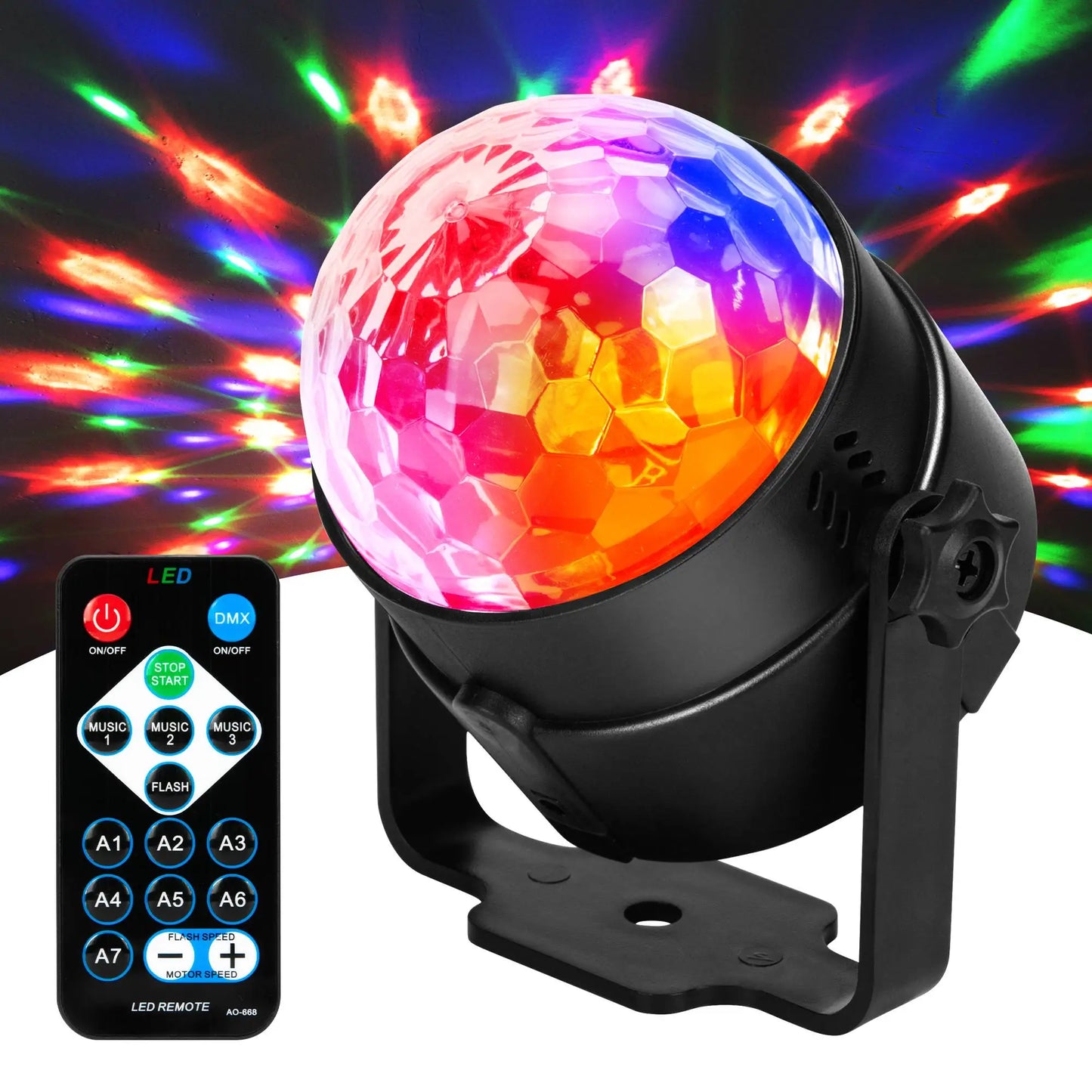 LED Stage Disco Light Rotating DJ Ball Strobe Remote Sound Control Magic Dance Car RGB Christmas Gift Party Club Laser Show Lamp