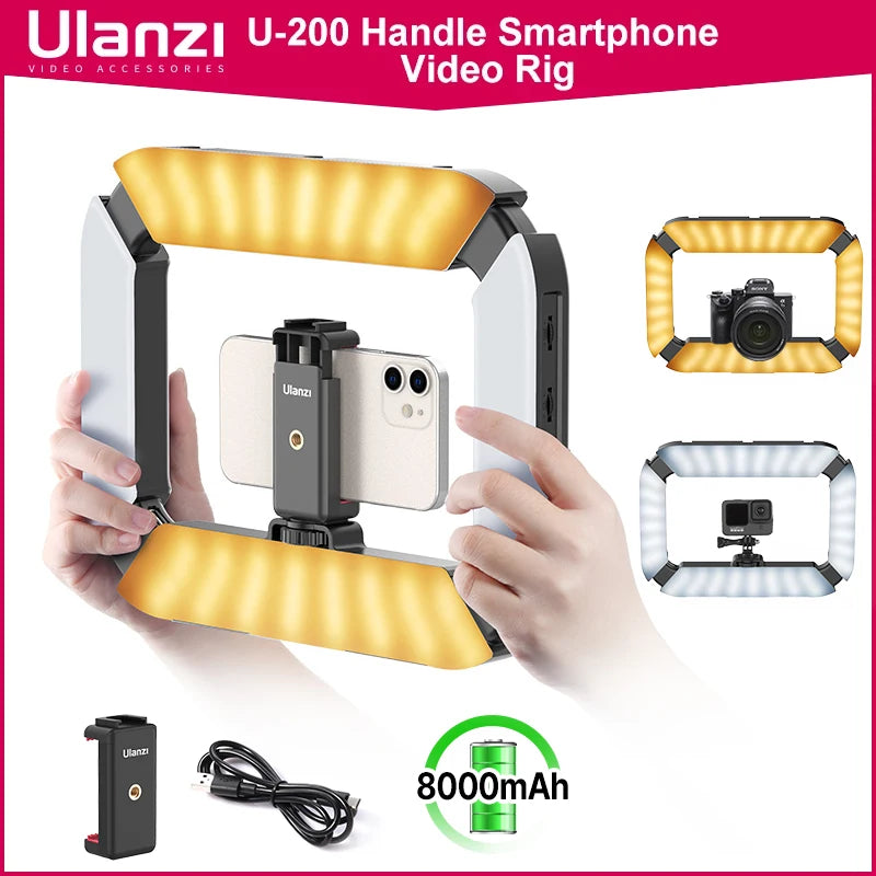 Ulanzi U200 Rechargeable Smartphone Video Rig With LED Ring Light