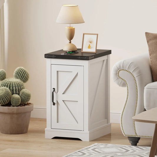 HiMISS Farmhouse Nightstand With Charging Station USB C