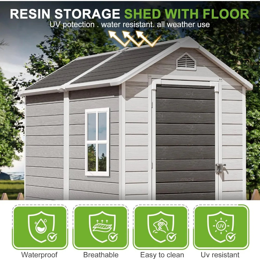 Plastic Outdoor Shed With Floor Waterproof For Garden Tools