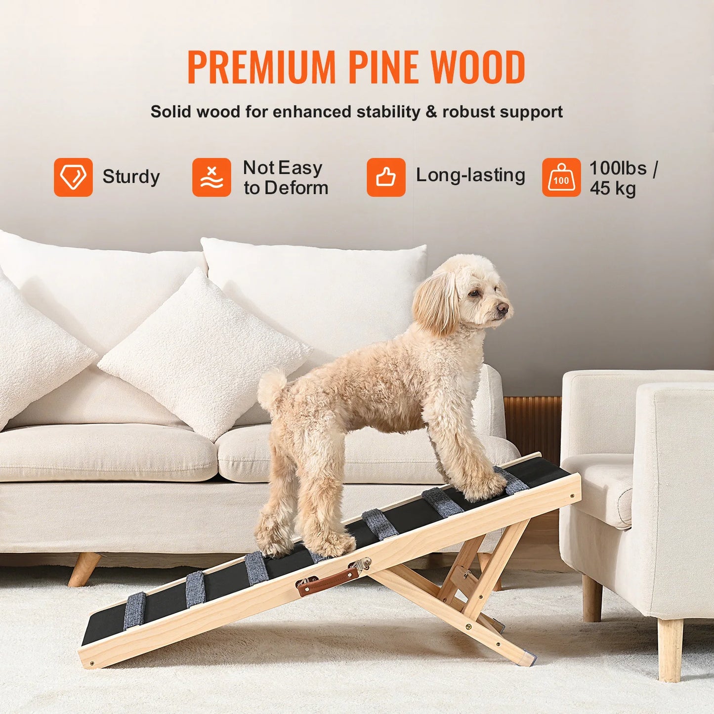 SucceBuy Folding Dog Ramp With Adjustable Height